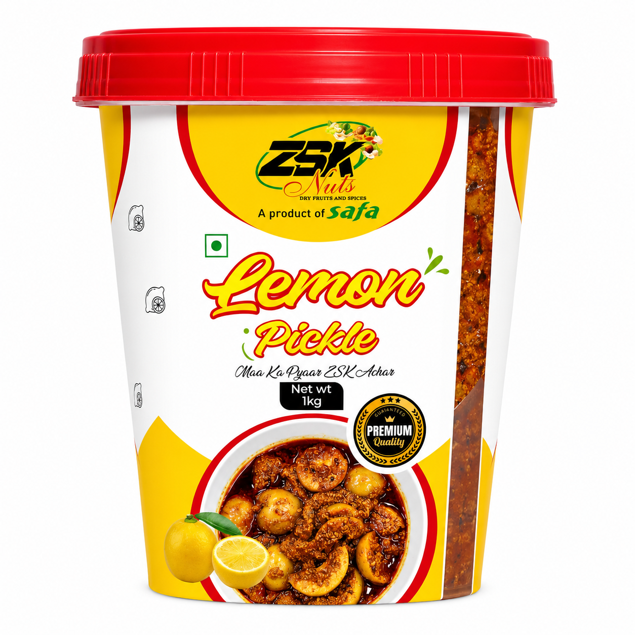 lemon achar 1 kg front ZSK Lemon Pickle 1kg | Traditional Homemade Nimbu Achar - Image 1