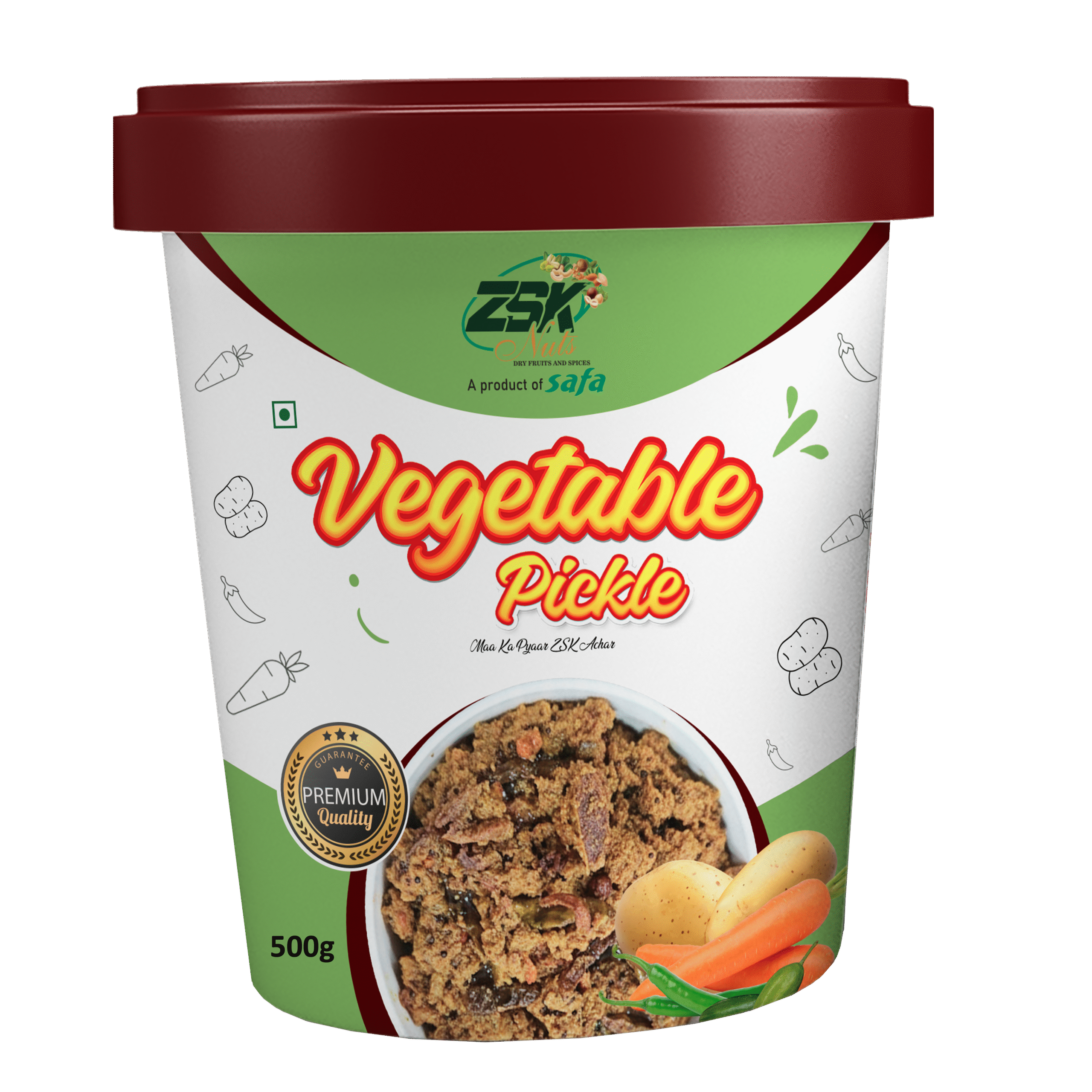 veg500 ZSK Vegetable Pickle 500gm | Traditional Homemade Mixed Veg Achar - Image 1